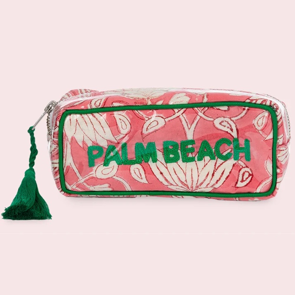 Floral Cosmetic Bag - Pink and Green